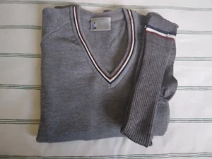 Adult Schoolboy Traditional Trimmed V neck jumper and knee socks Great Condition - Picture 1 of 7