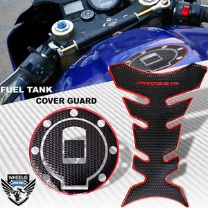 CHROMED RED&BLACK PRO GRIP TANK PAD+GAS CAP COVER 98-99 R1/R6/600 YZF/FZR/FJ/FJR - Picture 1 of 9