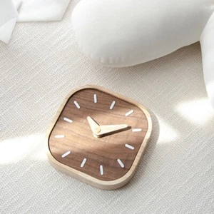 Table Clock in Rich Walnuts Tone Small Bedsides Clock for Living Room - Picture 1 of 8