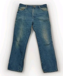 VTG Jeans Rustler Curt Cobain Style 36x30 Blue Fade 70s Straight Wide Leg USA - Picture 1 of 14