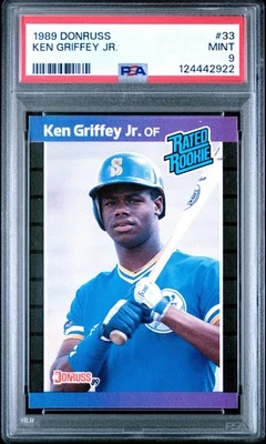 124442922 Ken Griffey Jr 1989 Donruss #33 Rookie RC Rated Rookie PSA 9 - Image 1 of 2