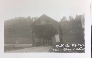 COVERED BRIDGE RPPC Photo POSTCARD Rte 260 Noble County Berne Ohio - Picture 1 of 3