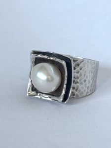 Anello Vintage Silpada Argento Sterling Martellato Perle R0898 Misura 5,5 2008 - Foto 1 di 8