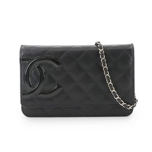 CHANEL Cambon Line Chain Long Wallet Leather Enamel Black A46646 90295873 - Picture 1 of 11
