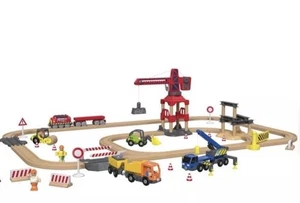 Set Treno Cantiere Playtive - Set 59 Pezzi 🚙🛤️GIOCATTOLI IN LEGNO Nuovo!!!🇩🇪 - Foto 1 di 4