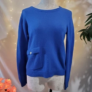 Elliott Lauren Lambs Wool Cashmere Angora Knit Blue Sweater Women's Size S - Picture 1 of 7