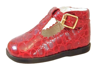 DE OSU -Spain -Baby Girls Red Croc Patent Leather Dress Shoes -European 18 -Sz 3 - Image 1 of 4