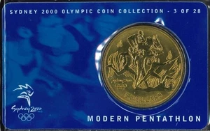 2000 Australian Mint Modern Pentathlon $5 Bronze Coin Sydney Olympics issue - Picture 1 of 2