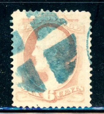 US Scott # 186 - Used - Rare Blue Crossroad Cancel - CV=$23.00         (26-C253) - Image 1 of 2