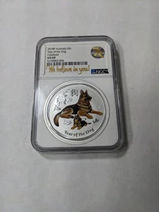 2018P Australia Year of the Dog Colorized S$1 NGC MS69 - Picture 1 of 5