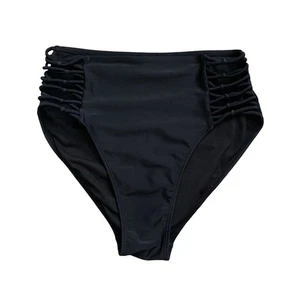 XHILARATION Womens Size Small Black High Waist Side Mesh Bikini Swimsuit Bottom - Picture 1 of 5