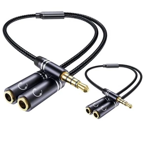 2 PCS 3.5mm Headphone Splitter, 36cm/14 inch Hi-Fi Sounds Extension Cable Aud... - Picture 1 of 7