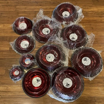 Gran Lote de Cuencos de Comida Platino Mascotas Sin Punta Acero Inoxidable Caramelo Manzana Rojo Foto 1 de 4