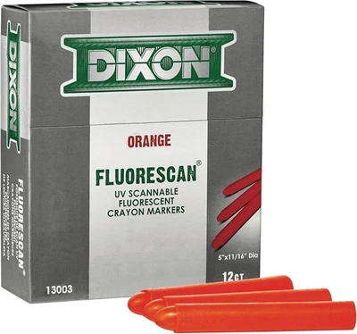 Dixon Industrial Fluorescan Specialty Crayons, Round, 4-3/4 x 11/16", Orange, 12 - Image 1 of 3