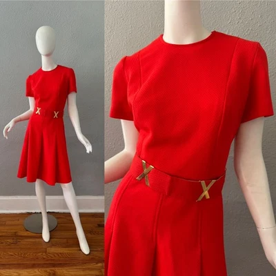 Vestido Scooter Vintage Años 60 Naranja Brillante Mod Jerrie Luri Cinturón M Foto 1 de 4