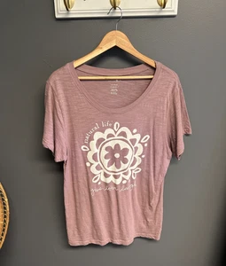 Natural Life Graphic Tee Womens Plus XXL Give Love Laugh Top Flower T-Shirt - Picture 1 of 4