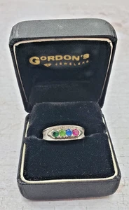 Gordone's Jewelers 10K Weißgold Vintage Mutter Ring 4 Edelsteine Ring - Größe 8,5 - Bild 1 von 10