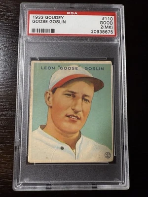1933 Goudey #110 Goose Goslin PSA 2MK Washington Senators HOF  - Image 1 of 2