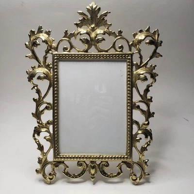 Antiguo Victoriano Latón Pesado Art Nouveau Rectángulo Marco Soporte 12" X 8" Foto 1 de 4