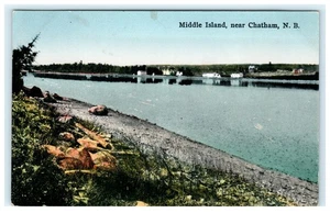 Vintage Middle Island Near Chatham N.B. Cartolina litografica Canada - Foto 1 di 2