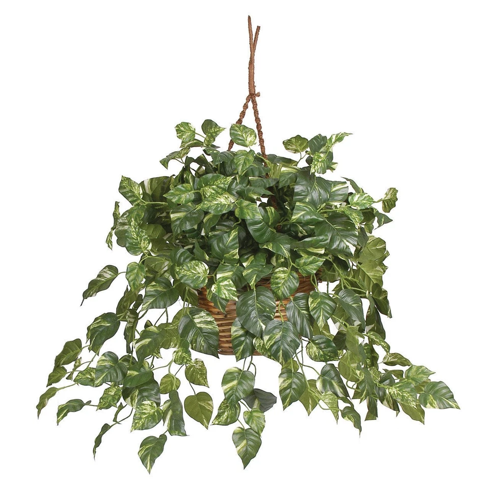SEDA ARTIFICIAL FALSO POTHOS CESTA COLGANTE ARREGLO DE PLANTAS Foto 1 de 1