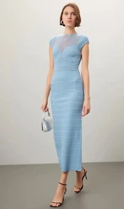 Hervé Léger elegantes transparentes Bustier Flügelärmel Kleid hellblau Gr. L PREISSTURZ!!! - Bild 1 von 19