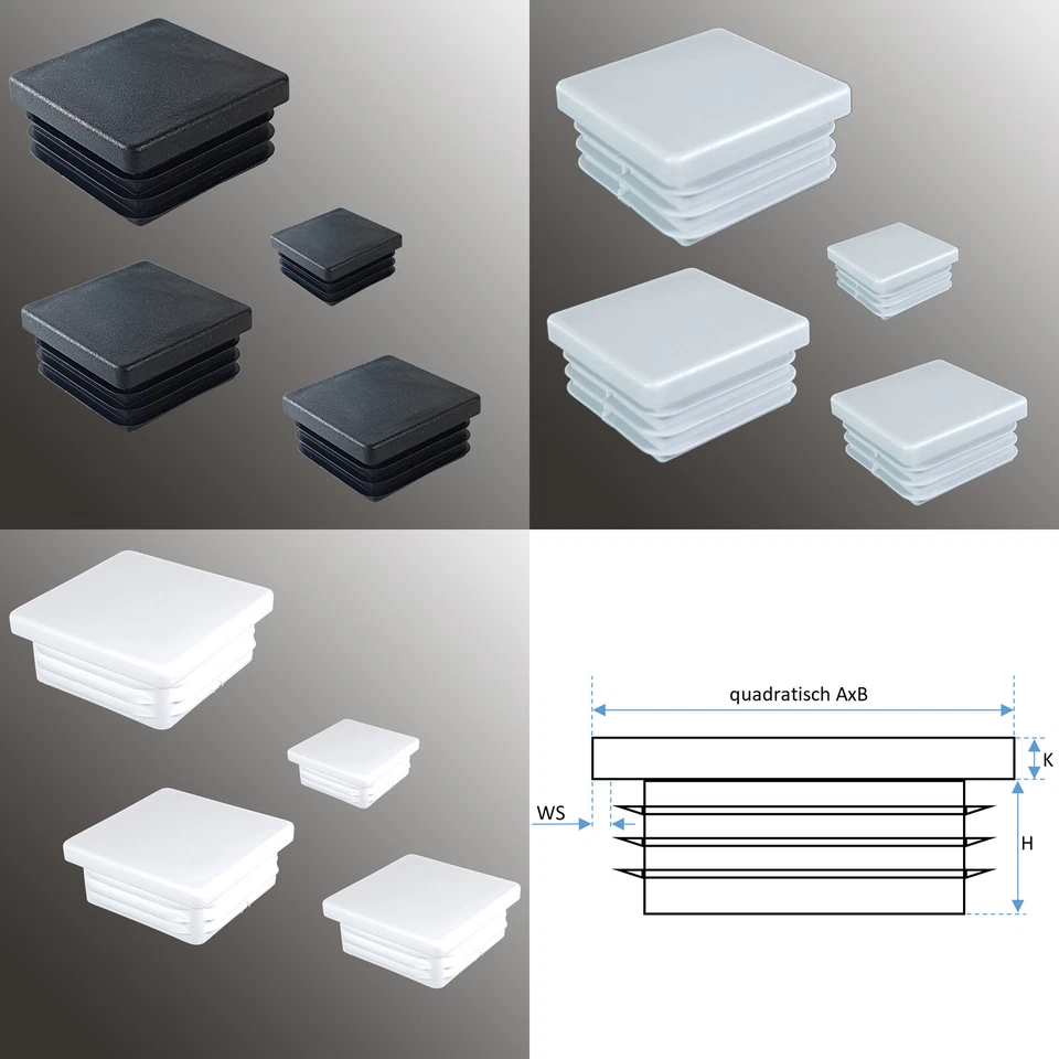 Stopfen Lamellenstopfen quadratisch Rohrkappen Endkappen Vierkantkappen vierkant - Bild 1 von 1