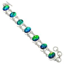 A++Triplet Opal Gemstone Handmade 925 Sterling Silver Jewelry Bracelet Size 7-8"