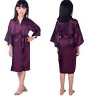 Peignoir filles robes kimono solides soie satiné enfants vêtements de nuit spa fête anniversaire