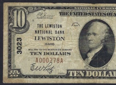 🇺🇸 ID 1929 $10     ♚♚ LEWISTON,IDAHO ♚♚ PCGS F15   HARD TO FIND - Image 1 of 3