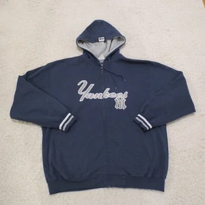 VINTAGE New York Yankees Hoodie Mens 2XL XXL Blue MLB Baseball Lee Sport 90s - Picture 1 of 10