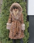 100% Real Ranch Mink Fur Coat With Hood Outwear Clothing Trench Swinger L/XL