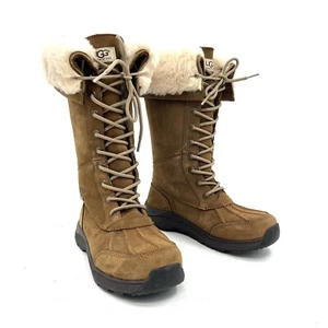 Ugg Adirondack Tall Brown Suede Leather Winter Snow Boots Women's Size 6.5 - Picture 1 of 8