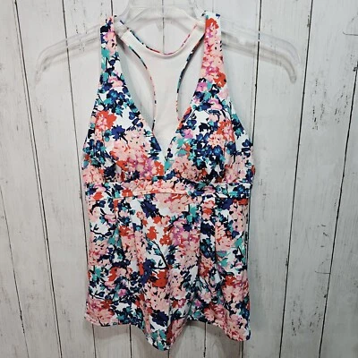 Regata Lands End feminina natação tamanho 8 multicolorida floral/racerback almofada leve - Imagem 1 de 4
