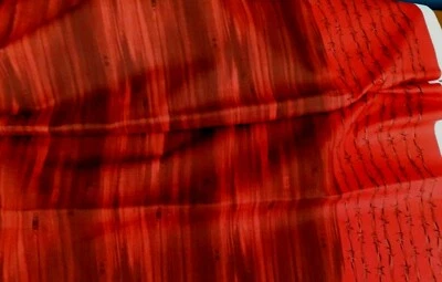 100% Cotton Clothworks Red/Black/Brown 'Round Up' Barbed Wire/Fence Panel Design