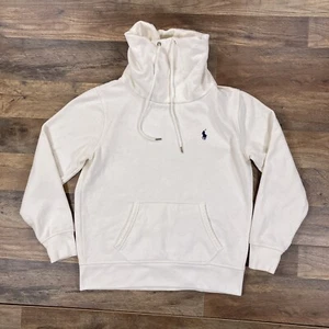 Polo Ralph Lauren Sweatshirt Womens XS White Turtleneck Fleece Pullover Pony - Picture 1 of 11