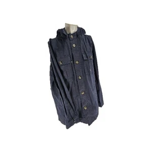 A.P.C. Men's Jacket Large Navy Blue Cotton Canvas Hooded Belted Button - Picture 1 of 9