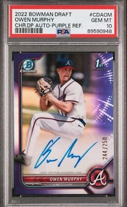 2022 Bowman Draft Owen Murphy Auto Purple Refractor /250 PSA 10 - Picture 1 of 2