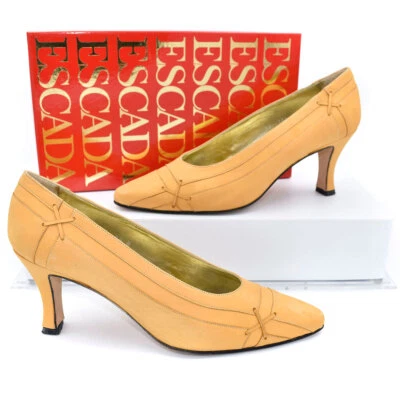 Escada Heels sz 9.5 Camel Suede Pointed Toe High Heels Pumps Women's Shoes - Image 1 of 4