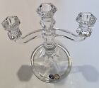 Bohemian Lead Crystal Clear Glass Candelabra 3 Arm Czech Republic 
