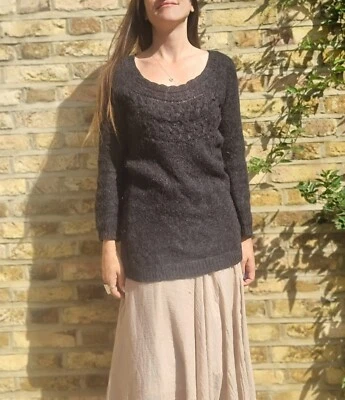 Comptoir des Cotonniers Wool Alpaca Cable Knit Jumper S cottagecore Hippie boho — 第 1/4 张图片