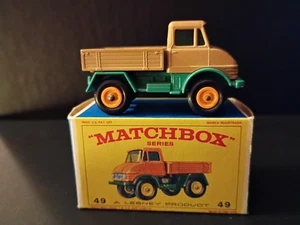Matchbox #49B Mercedes Unimog 1967 Tan/Turquoise In Crisp Original E4 Box - Picture 1 of 16