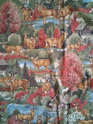 Cortinas e valências cabine de veado Lodge marrom 4 painéis, 2 valências longas feitas em casa - Imagem 1 de 4