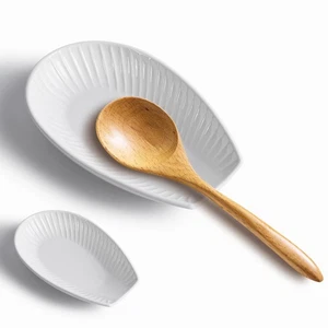 White Ceramic Spoon Rest - 5.8 Inch Lead-Free Heat Resistant Spoon Holder for... - Picture 1 of 9