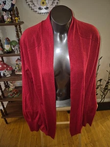 Apt. 9 Shimmery Red Holiday Cardigan Open Front Size XL Pre-Owned - Picture 1 of 5