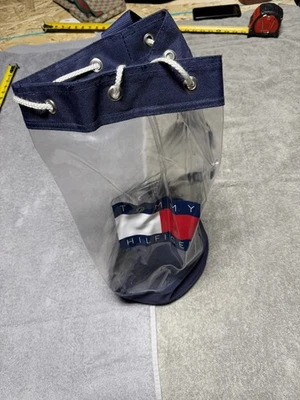 Bolso Tommy Hilfiger vintage con cordón transparente y azul marino con logotipo de firma años 90 Foto 1 de 4