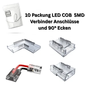 COB LED 10x Verbinder Ecken Anschluss für 8 /10mm Streifen Strip ohne Löten 2Pin - Bild 1 von 9