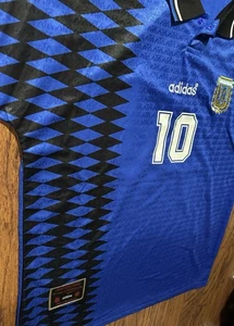 Argentinien Adidas Originals Away Gr. L Vintage Neu mit Etikett Messi Maradona Trikot #10 blau - Bild 1 von 10