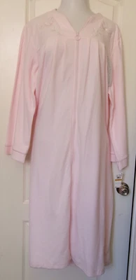 Miss Elaine Bata/Vestido Largo Polar Talla Mediana Estilo 851204 Rosa Cremallera Frontal Foto 1 de 2