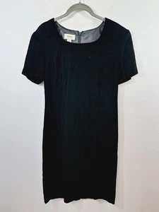 Talbots Damen Kurzarm schwarz Samt Etuikleid Größe 10 Petite EUC gefüttert - Bild 1 von 4